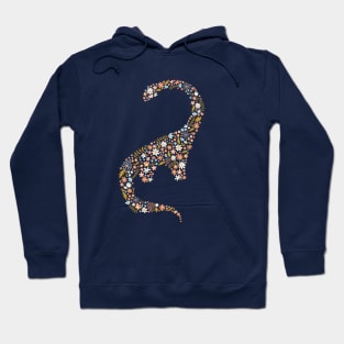 Floral Brontosaurus in Blue + Coral Hoodie